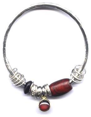 Garnet and exotic hardwood bangle.