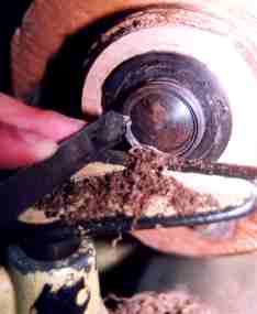 close up of wood turning 